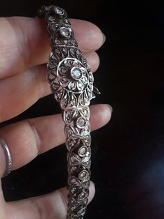 Rare, Unique, Absolutely Stunning Georgian /Edwardian Silver Rose Cut Diamond Approximately 3-3.50ct Bracelet... Length is 7.5 inches. Weight is 23 Grams. Perfect Pre Owned Condition. ONE OF A KIND, EXCLUSIVE, MUSEUM QUALITY... Diamonds are clean and sparkly...look Spectacular Exquisite Silver Diamond Bracelet For Formal Events, Exquisite Silver Diamond Bracelet For Formal Occasions, Antique Diamond Accents Bracelet For Formal Occasions, Ornate Formal Jewelry With Single Cut Diamonds, Victorian White Gold Bracelets For Formal Occasions, Exquisite Silver Bracelet With Single Cut Diamonds, Exquisite Silver Diamond Bracelet With Single Cut Diamonds, Antique White Gold Bracelets For Anniversary, Antique White Gold Bracelets For Wedding