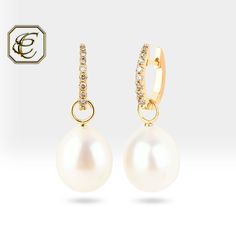 "Baroque Pearl Earrings / Brown Diamond Earrings / Pearl Detachable Hoop Earrings / 14K Solid Gold Earrings / Fine Jewelry By Chelebi Brown Diamond Baroque Pearl Earrings are made with natural diamonds and freshwater baroque pearls. It is 14K solid gold. Carat's information is for a pair of earrings. You can wear it with or without the pearls. The pearl of the earring is detachable, so you can only use your earring as hoop earrings. If you attach the pearl part to your chain, you will have an elegant pearl necklace.  These Brown Diamond Baroque Pearl Earrings will be great for daily use or gifting.                            DETAILS ✶ Gold Kt: 14K Solid Gold ✶ Gold Color: Yellow, Rose, White Gold ✶ Internal Height of Hoop: 7 mm ✶ External Height of Hoop: 12 mm ✶ Internal Width of Hoop: 8 m Elegant Small Hoop Bridal Earrings For Pierced Ears, Small Hoop Pearl Drop Earrings For Formal Occasions, White Elegant Huggie Earrings, Elegant Oval Hoop Earrings With Ear Wire, Elegant Small Hoop Jewelry With Bail, Elegant Clip-on Huggie Earrings, Elegant Oval Pierced Huggie Earrings, Elegant White Teardrop Huggie Earrings, Elegant Huggie Clip-on Earrings