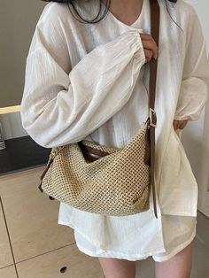 This chic woven bag in khaki is the ideal vintage summer accessory. With its timeless design and durable material, it is perfect for any occasion. Whether you're heading to the beach or a picnic in the park, this bag will elevate your style while keeping your essentials secure. Features : Lightweight Color : Khaki Magnetic : No Details : Multi-compartment Type : Straw Bag, Hobo Bag Bag Size : Medium Style : Vintage, Fashionable Strap Type : Adjustable Pattern Type : Plain Closure Type : Zipper C Trendy Light Brown Straw Bag For Vacation, Casual Woven Light Brown Shoulder Bag, Casual Beige Straw Satchel Bag, Casual Beige Satchel Straw Bag, Brown Braided Bags For Beach Season, Trendy Khaki Shoulder Bag For Summer, Travel-friendly Woven Light Brown Shoulder Bag, Light Brown Woven Shoulder Bag For Travel, Summer Khaki Shoulder Bag For Everyday