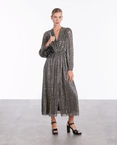 Long silver dress | The Kooples - US Embellished Maxi Dress For Formal Fall Occasions, Embellished Maxi Dress For Formal Fall Events, Chic Metallic Evening Dress For Formal Occasions, Elegant Embellished Fall Maxi Dress, Elegant Embellished Maxi Dress For Fall, Elegant Metallic Maxi Length Evening Dress, Elegant Metallic Midi Dress For Galas, Chic Silver Maxi Dress For Gala, Elegant Metallic Midi Dress For Gala