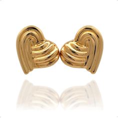 Elevate your style with our Textured Heart Stud Earring, a perfect fusion of elegance and emotion. These exquisite earrings feature a heart-shaped design adorned with delicate lines, symbolizing the unique journey of love and life. Product Specifications:  * Material: 14k Solid Gold, hallmarked 14K or 585 for authenticity * Length: 19mm / 0.74in * Height: 21mm / 0.82in  Delivery:  * Ready to ship in 1 business day. * Delivers in 1 to 5 days depending on location and delivery option. * Returns ar Elegant Clip-on Heart Earrings For Valentine's Day, Elegant Heart-shaped Clip-on Earrings For Valentine's Day, Formal Heart-shaped Earrings For Pierced Ears, Elegant Clip-on Heart Earrings, Elegant Clip-on Heart Earrings For Anniversary, Elegant Heart-shaped Clip-on Earrings, Valentine's Day Double Heart Classic Earrings, Valentine's Day Classic Double Heart Earrings, Heart-shaped Clip-on Jewelry For Anniversary