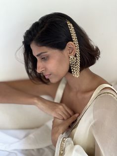 Hiral Earrings Sridevi Saree, Pearls Earrings, Earrings Aesthetic, Alloy Earrings, Gold Plated Silver, Faux Pearl, Silver Plate, Gold Plate, Saree