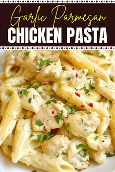 this is an image of a plate of chicken pasta