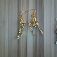 Halloween Gold Skeleton Hook Earrings Hamdmade Gold Skeleton, Skeleton Earrings, Halloween Skeleton, Halloween Skeletons, Earrings Color, Hook Earrings, Skeleton, Jewelry Earrings, Women Jewelry