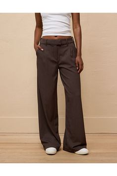 Soft twill fabric with added stretch/Pleated front/This pant is Real Good: Made with the planet in mind & a promise to continue to do better. Do Better, Twill Fabric, Trouser Pants, Women's Jeans, American Eagle Outfitters, Poppies, American Eagle, Women Jeans, Trousers