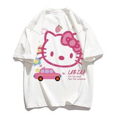 Stay Cute and Stylish with Hello Kitty in our Kawaii Sanrio Hello Kitty T-Shirt! 🐱👕 🌟 Adorable and Playful: This t-shirt is perfect for adding a touch of charm and cuteness to your everyday outfits. Ideal for fans of Hello Kitty and those who adore the Sanrio universe. ✨ Superior Quality: Crafted with precision to ensure top-notch quality. Designed with a comfortable fit and featuring a delightful Hello Kitty design. 💫 Hello Kitty Charm: Enjoy the delightful presence of Hello Kitty, the belo Harajuku Style Tops With Hello Kitty Print, Harajuku Style Hello Kitty Print Top For Streetwear, Playful Hello Kitty T-shirt For Summer, Harajuku Style Hello Kitty Cotton Tops, Harajuku Hello Kitty Print Cotton Tops, Harajuku Style Cotton Tops With Hello Kitty Print, Pink Cotton Hello Kitty T-shirt, White Casual T-shirt With Cute Design, Casual White T-shirt With Cute Design