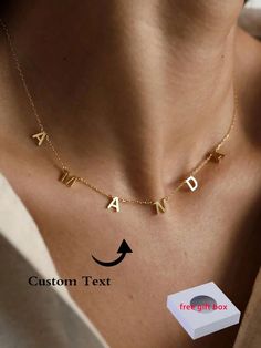 Color:Yellow Gold \nMaterial:Stainless Steel \nProduction Technology:Laser Cutting \nPlating:18K Gold Plated \n Casual Old Money, Word Necklace, Fashion Words, Jewelry Personalized, Family Mom, Mom Gifts, Necklace For Women, Name Necklace, Necklace Jewelry