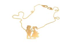 Boy & girl charm, Love necklace ,Gold plated necklace vintage style Lovers Necklace, Inspirational Jewelry, Love Pendant, Dog Necklace, Gift Love, Girls Necklaces, Romantic Gift, Necklace Vintage, Love Necklace