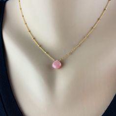 "Gold Opal Necklace Minimal Necklace October Necklace Delicate Necklace Simple Gold Necklace Pink Jewelry Women Necklace Best Friend Necklace Step up your everyday jewelry with a Pink Opal Pendant necklace. The faceted Pink Opal catches the light with every move and looks great with dressy or casual outfits. We have hand wrapped each stone with either 14K Gold-Filled, Sterling Silver or Oxidized Sterling Silver Wire before adding it to the Satellite Chain in coordinating materials. The chain is Rose Gold Delicate Chain Crystal Necklace, Rose Gold Crystal Necklace With Delicate Chain, Pink Pendant Chain Necklace Gift, Pink Pendant Chain Necklace As Gift, Pink Necklace With Adjustable Chain, Pink Necklace With Adjustable Chain As A Gift, Pink Delicate Chain Necklaces As Gift For Her, Pink Necklace With Adjustable Chain For Her, Delicate Pendant Crystal Necklace With Clavicle Chain