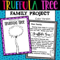 two posters with the words,'ruffleia tree family project color version '