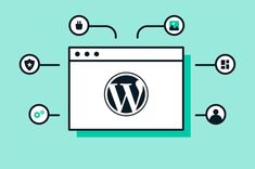 the wordpress logo surrounded by icons