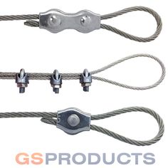 three different types of rope with metal handles