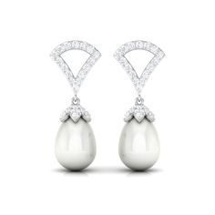 Product Details Radiate trendiness and chic style with Freshwater Pearl Contemporary Earrings, featuring divine drop-shaped pearls for an exquisite look. Product Information SKU SHP-EARRINGS062210030 Weight 1.44 gm (Approximate) FRESHWATER PEARL INFORMATION No.of Stones 2 Pieces Total Weight 5.48 Carat (Approximate) Dimension(approx) Drops-6X9 mm-2 Pcs Color White Cut Brilliant Shape Drops Setting Type Bead-Set Quality Grade AAA DIAMOND INFORMATION No.of Stones 80 Pieces Total Weight 0.56 Carat Pear-shaped Pearl Drop Bridal Earrings In White Gold, White Gold Bridal Earrings Teardrop Elegant Design, Elegant Teardrop White Gold Bridal Earrings, Elegant White Gold Teardrop Bridal Earrings, White Diamond Teardrop Pear Earrings, Diamond White Pear-shaped Teardrop Earrings For Formal Occasions, White Diamond Pear Teardrop Earrings, Luxury White Pear-shaped Earrings, Formal Pear-shaped Teardrop Earrings In White Gold