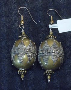 Afghani silver and gold wash bead  earrings. Length is 40mm Antique Bed Frame, Antique Beds, Bellingham Wa, Jewellery Ideas, Amber Beads, Gold Wash, Bead Earrings, Silver Jewellery, Silver And Gold