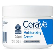 Developed with dermatologists, CeraVe Moisturizing Cream for Face and Body has a unique formula that provides 24-hour hydration and helps restore the protective skin barrier with three essential ceramides (1,3,6-II). The formula also contains hyaluronic acid to help retain skin's natural moisture. The moisturizing cream utilizes patented MVE controlled-release technology to help replenish ceramides and deliver long lasting moisturization. The moisturizing cream is non-comedogenic, fragrance-free Moisturizing Cream Face, Cerave Moisturizing Cream, Cream Face, Body Lotion Cream, Cream Body, Moisturizing Face Cream, Cream For Dry Skin, Moisturizing Cream, Moisturizer For Dry Skin