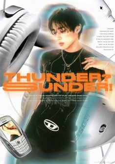 an advertisement for a cell phone and headphones