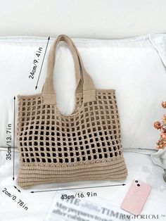 BagForLove - Ladies Spacious Hollow-Out Woven Handbag for Minimalistic Shopping Product Description Color Beige Strap Type Double Handle Style Vacation Bag Size Large Pattern Type Plain Type Crochet Bags Closure Type No-closure Features High-capacity Material Fabric Composition 100% Polyester Size Chart INCH CM Bag Length Bag Width Bag Height Handle Height Strap Length 16.9 inch 0.8 inch 13.8 inch 9.4 inch 0 inch Bag Length Bag Width Bag Height Handle Height Strap Length 43 cm 2 cm 35 cm 24 cm 0 Lightweight Beige Rectangular Shoulder Bag, Beige Crochet Pouch Bag For Shopping, Beige Pouch Beach Bag For Shopping, Lightweight Tote Crochet Bag For Shopping, Lightweight Crochet Shopping Tote Bag, Lightweight Crochet Tote Bag For Shopping, Lightweight Beige Shopping Bag, Lightweight Rectangular Shoulder Bag For Shopping, Lightweight Beige Shoulder Bag