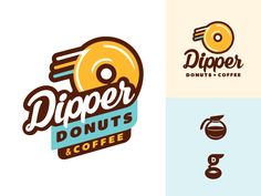 the logo for dipper donuts and coffee, which is designed in retro style