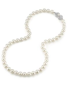 Enrich your jewelry collection with a classic beauty that will stand the test of time: our AAA Quality Japanese Akoya White Pearl Necklace, showcasing splendid 7.5-8.0mm gems of the sea. Double knotted on silk thread, our pearls have very thick nacres, a fact which enhances their shimmery glow, regardless if you choose our white, rose or ivory overtones. Complete with a clasp closure of your choice, our Japanese Akoya Pearl Necklace comes in a variety of lengths, from the chic princess style to the statement, impactful opera length. Akoya Pearl Necklace, White Pearl Necklace, Pearl Necklaces, Fame Dr, Akoya Pearls, Pearl Gemstone, Princess Style, Silk Thread, Pearl Size