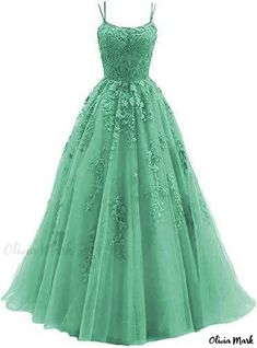 Olivia Mark - Womens Elegant Evening Gown with Delicate Shoulder Straps, Floor-Length, Sheer Chiffon, Lace Embellishments, Perfect for Parties and Dance Events Prom Dress Png, Puffy Prom Dress, Dance Party Dress, Elegant Evening Gown, Spaghetti Strap Prom Dress, Blue Tulle, Evening Gowns Elegant, Queen Dress, Wedding Dress Sizes