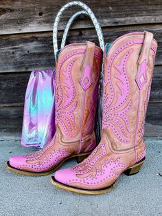 Perhaps you prefer pink overlay boots that practically sparkle with life. The beautiful shade of pink is impossible to ignore and catches the light with every move you make. Material: Cowhide Toe Type: Snip Toe Shaft Height: 13" Heel Height: 2" Construction: Goodyear Welt Sole Material: Cowhide Outsole Corral Cowgirl Boots, Pink Overlay, Cute Cowgirl Boots, Embroidery Boots, Cowboy Shoes, Fly Shoes, Pretty Shoes Sneakers, Shoe Wishlist, Fabulous Shoes