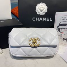 CHL 19 Waist Bag White For Women Chanel 19, Chanel Spring, Evening Clutch Bag, Classic Collection, Chanel Handbags, Tote Backpack, Flap Bag, Waist Bag, Black Handbags