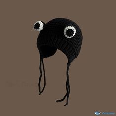 OrcaJump - Frog-Inspired Hat - Blended Fabric - Khaki & Gray - Available in 6 Vibrant Colors Black Short Brim Beanie, One Size, Black Beanie With Short Brim For Outdoor, Casual Black Beanie With Short Brim, Casual Black Crochet Hat For Outdoors, Casual Black Crochet Hat For Outdoor, Black Bonnet One Size Curved Brim, Black Crochet Beanie For Outdoor, Black Bonnet With Curved Brim, One Size Fits Most, Black Bonnet With Curved Brim