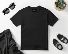 Black T shirt Outfit MockUp Digital Download. Basic Black T-shirt For Summer, Casual Black Plain Shirt, Black Plain T-shirt For Streetwear, Basic Black Plain Shirt, Black Plain Crew Neck T-shirt, Black T Shirt Outfit, T Shirt Outfit, Tshirt Outfits, Black T Shirt