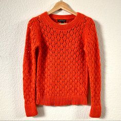 Nwot Lovely, Orange/Red, Soft, Knit Sweater, Made Of Italian Yarn By Banana Republic. Sz Xs Flat Measurements: Chest - 17” Waist - 15” Hips - 15” Length - 19” Sleeves - 22” Orange Textured Knit Sweater, Fitted Orange Knit Sweater, Casual Fitted Fall Knitting Pattern, Casual Fitted Knitting Pattern For Fall, Casual Fitted Chunky Knit Pattern, Fitted Crew Neck Knitting Pattern For Fall, Casual Winter Pointelle Knit Pattern, Casual Pointelle Knit Pattern For Winter, Casual Open Knit Spring Knitting Pattern