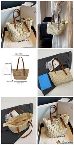 the instructions for how to make a handbag with wicker and leather trims