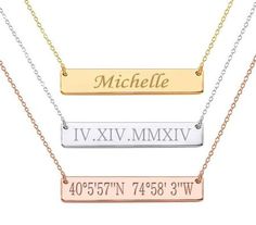 Top Rated Best Selling Name Necklace $5 Off Now - Personalized Stainless Steel Custom Name Bar Necklace - https://www.forevergifts.com/personalized-stainless-steel-custom-name-bar-necklace/ Engraved Promise Rings, Floating Diamond Necklace, Horizontal Bar Necklace, Personalized Engraved Gifts, Bar Necklace Personalized, Diamond Solitaire Necklace, Initial Necklace Gold, Gold Bar Necklace, Stylish Necklace