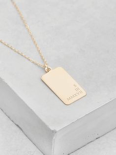 "To add back side engraving, please add this upgrade to your cart: https://www.etsy.com/listing/853742520/double-sided-engraving This customizable tag necklace is on the fast track to become one of my best selling necklaces to date. All letters are engraved and *not* stamped. This tag is big enough to have so many different layout and text options but is still the perfect size to look dainty. Add your name, a quote or an important date on the necklace - the sky's the limit for this one! The 10x1 Minimalist Laser Engraved Rectangular Pendant Jewelry, Minimalist Laser Engraved Rectangular Necklace, Minimalist Rectangular Laser Engraved Necklace, Minimalist Rectangular Jewelry With Engraved Text, Gold Rectangular Necklaces With Engraved Text, Gold Rectangular Necklace With Engraved Text, Tag Letters, Personalized Bar Necklace, Elephant Charm Necklace