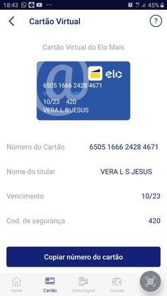 the credit card is being displayed on an iphone screen, and it appears to be in spanish