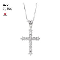 in stock Macy's Brilliant Cut Diamond Necklace For Gift, Diamond White Cross-shaped Diamond Jewelry, Diamond Cross Pendant In Diamond White, Classic 14k White Gold Jewelry With Pave Setting, Diamond Cross Jewelry With Diamond Accents, Macy's Diamond Necklace With Prong Setting, Cross Shaped Diamond Jewelry With Accents, Classic White Gold Jewelry With Pave Setting, Macy's White Diamond Necklaces