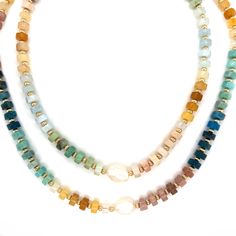 Introducing our Rainbow Gemstone Beaded Necklace, a dazzling and vibrant accessory that will add a burst of color to your jewelry collection. This exquisite necklace features a captivating array of gemstones, carefully selected to create a stunning rainbow effect. Necklace Size: 16" with 2" extension. Gemstones: Pastel Gemstones - Pink Opal, Chrysoprase, Aquamarine, Yellow JadeBold Gemstones - Amazonite, Apatite, Sunstone, Yellow Jade Multicolor Single Strand Rondelle Beaded Necklaces, Bohemian Multicolor Beaded Necklaces With Gemstone Accents, Multicolor Rondelle Beaded Necklaces Single Strand, Multicolor Gemstone Crystal Necklaces With Round Beads, Beaded Necklaces With Gemstone Accents For Jewelry Making, Adjustable Rondelle Necklaces With Colorful Beads, Multicolor Rondelle Beaded Necklace Single Strand, Multicolor Rondelle Beaded Necklaces With Natural Stones, Multicolor Double Strand Beaded Necklaces With Natural Stones