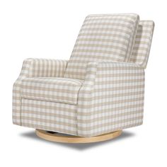 the rocking chair has a checkered pattern on it