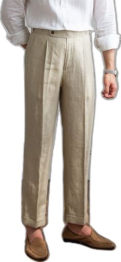 Elegant Beige Wide Leg Pants With Straight Hem, Casual Khaki Dress Pants For Summer, Chic Beige Pants With Straight Hem, Khaki Straight Dress Pants For Summer, Elegant Beige Bottoms With Straight Hem, Summer Khaki Straight Dress Pants, Elegant Beige Dress Pants With Straight Hem, Elegant Brown Ankle-length Pants, Elegant Cream Pants With Straight Hem