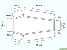 an image of a box with measurements for the top and bottom section, including height