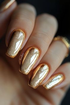 Gold Nail Designs Fingernail Art, Golden Nails, Gold Nail Designs, Stunning Nail Designs, Nail Art Trends, Nice Nails, Gold Nail, Classic Nails, Shiny Nails