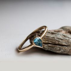 FlawLess Swiss Blue Topaz Gold Ring - Blue Stone Ring - Something Blue - Topaz - Pear shaped blue st Ombre Rings, Ring Blue Stone, Sapphire Eternity Ring, Green Stone Rings, Dainty Gold Rings, Topaz Jewelry, Blue Stone Ring, Gold Ring Sets, Custom Ring