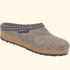 Haflinger Grizzly Clog <3 Comfortable Winter Clogs With Textured Footbed, Casual Brown Wool Slippers, Comfortable Clogs With Textured Footbed For Winter, Cozy Winter Clogs With Rubber Sole, Wool Clogs With Cushioned Footbed And Round Toe, Comfortable Winter Clogs With Removable Insole, Winter Felt Slip-on Clogs, Winter Outdoor Clogs With Textured Footbed, Wool Clogs With Rubber Sole And Round Toe