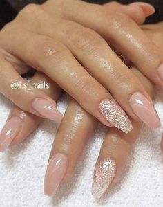 Coffin Rose Gold Nails, Nude Shimmer Nails, Debs Nails, Nail Art Mariage, Nail Nail Designs, Ballerina Nails Designs, Cruise Nails, Wedding Nail Art Design, Graduation Nails