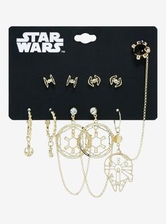 Star Wars Earrings, Gold Icons, Star Wars Jewelry, Tie Fighter, Millennium Falcon, The Force, Star Wars Gifts, Disney Outfits, Hook Earrings