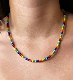 A simple yet elegant rainbow beaded necklace/choker. Special for any occasion or just everyday. Rainbow Beaded Necklace, Beaded Jewelry Necklaces, Thousand Oaks, Bee Crafts, Rainbow Beads, Necklace Choker, Beaded Necklaces, Seed Beads, Beaded Jewelry