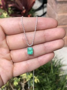 1.74 Carat Emerald Necklace Colombian Emerald Pendant | Etsy Exquisite White Gold Necklace With Emerald Cut, Elegant Square Pendant Jewelry With Natural Stones, Elegant Jewelry With Rectangular Pendant And Natural Stones, Elegant Jewelry With Square Pendant Natural Stones, Exquisite Rectangular Jewelry For Gift, Exquisite Rectangular Jewelry Gift, Exquisite White Gold Emerald Necklace With Gemstones, Luxury Faceted Emerald Cut Jewelry, Luxury Faceted Emerald Jewelry