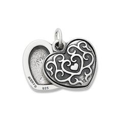 Tuck a treasured photo in this sterling silver locket accented with graceful scrolling details. The front gently swivels open to reveal what you carry inside the heart. Engrave the back of the locket with special messages, dates, names or initials. Sterling Silver Locket, Silver Locket, Key To My Heart, James Avery, Locket Charms, Silver Lockets, Love Charms, Mini Heart, Heart Locket