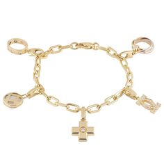 Cartier Yellow Gold Diamond Charm Bracelet 1 Luxury Gold-tone Bracelet With Logo Charm, Luxury Charm Bracelet With Logo, Modern Gold Cartier Bracelets, Modern Gold Cartier Bracelet, Classic Cartier Gold Bracelet, Elegant Gold-tone Charm Bracelet With Logo, Cartier Jubilee Bracelet In Yellow Gold, Cartier Yellow Gold Jubilee Bracelet, Cartier Yellow Gold Bracelets As Gift