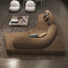 a living room filled with lots of furniture and decor on top of a carpeted floor