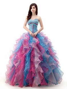 Special Occasion Dresses Gown Neckline, Cheap Quinceanera Dresses, Blue Ball Gowns, Ruffle Beading, Wedding Dresses Beaded, Custom Size Dresses, Sweet 16 Dresses, Ball Gowns Prom, Tulle Prom Dress