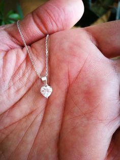 1 Ct Diamond Pendant, Heart Shape Diamond Necklace, Womens Diamond Pendant Necklace 14K White Gold with 18" Inch Chain, Gift for Mom Heart Shaped Diamond Necklace, Solitaire Diamond Pendant, Heart Shaped Pendant Necklace, Pendant Heart, Solitaire Pendant Necklace, Solitaire Necklaces, Heart Shaped Diamond, Diamond Charm, Heart Shape Pendant